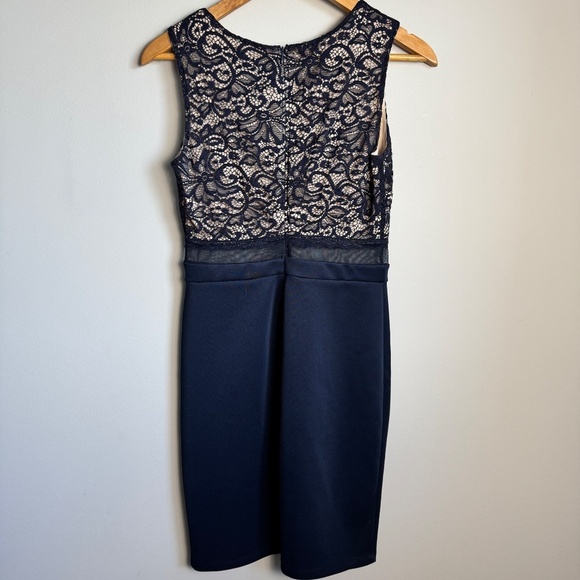 Enfocus Studio Women's Sleeveless Dress Blue 6 Knee Length Lace Bodice Formal - Picture 5 of 14